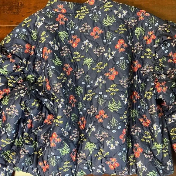 ELOQUII Elements Floral Quilted Puffer Bomber Jacket Ruffle Sleeve Size 26 / 28 - Picture 8 of 15